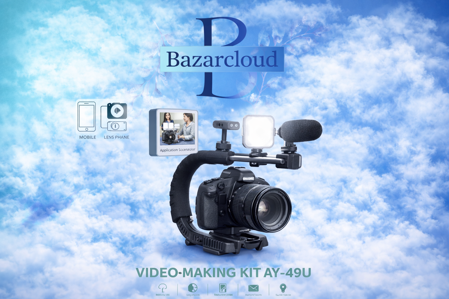 Kit Vidéo Portable AY-49U – Stabilisateur U-Shape avec Micro & LED