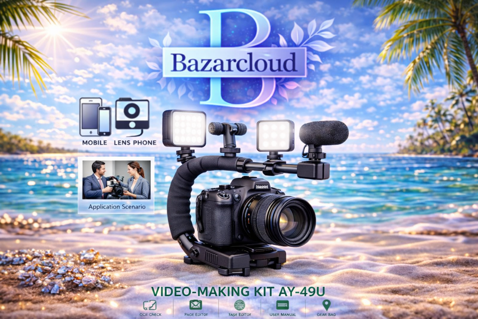Kit Vidéo Portable AY-49U – Stabilisateur U-Shape avec Micro & LED